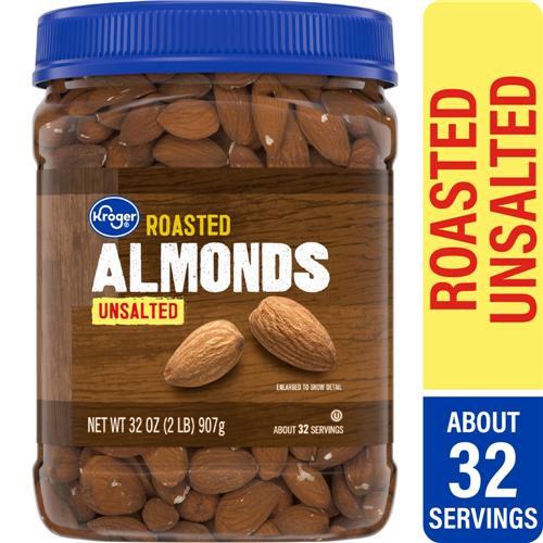 Kroger Roasted Unsalted Almonds 32 oz