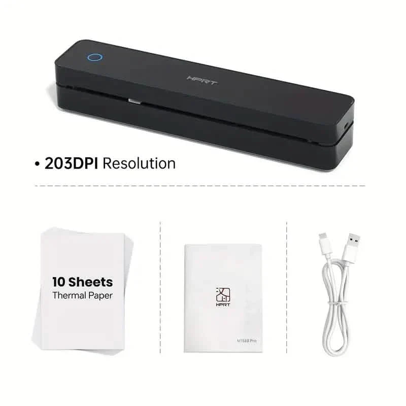 Portable Wireless Thermal Printer – 203DPI, A4 &amp; Letter, USB Charging