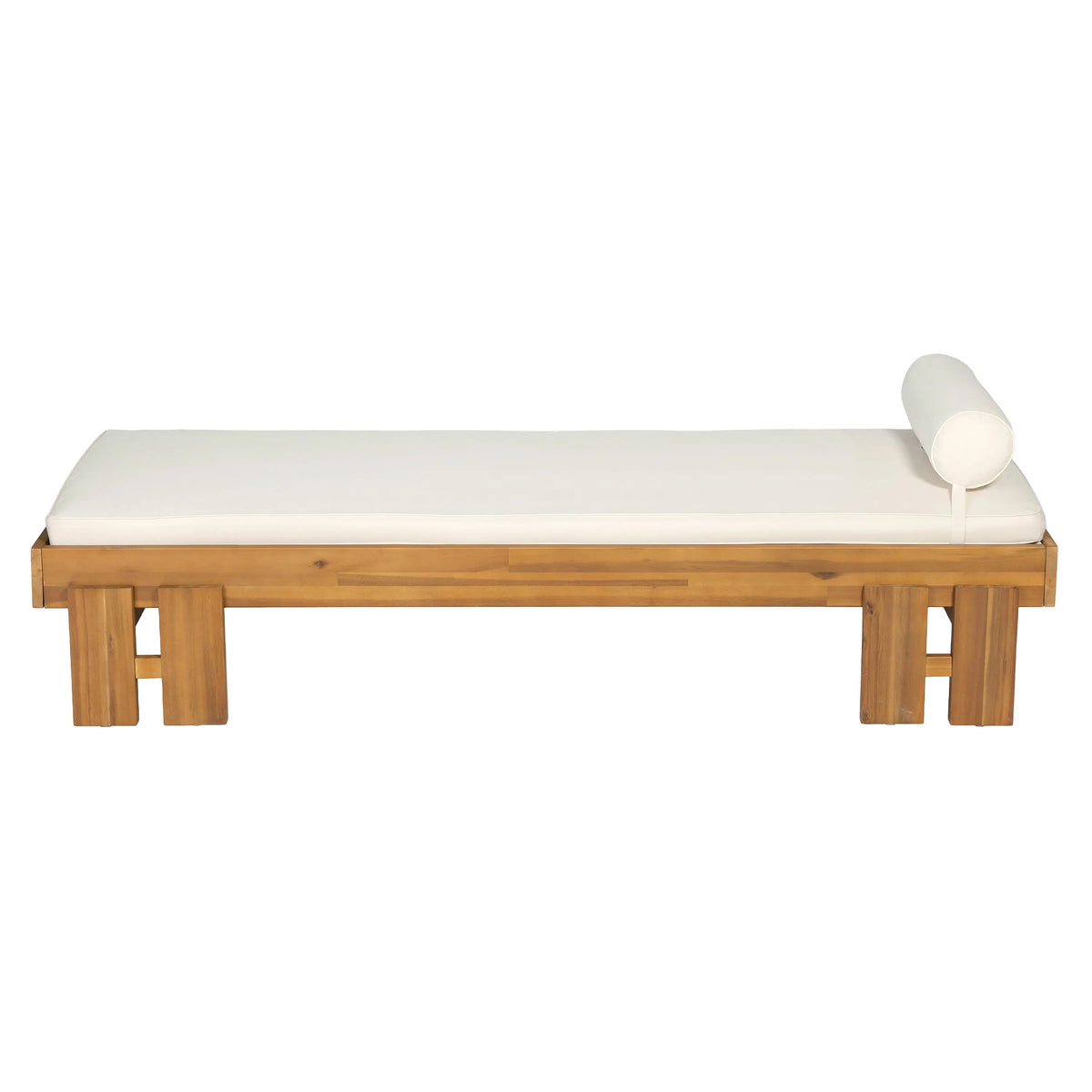 Daybed: Teak Finish Acacia Wood with Luxurious Cream Cushion