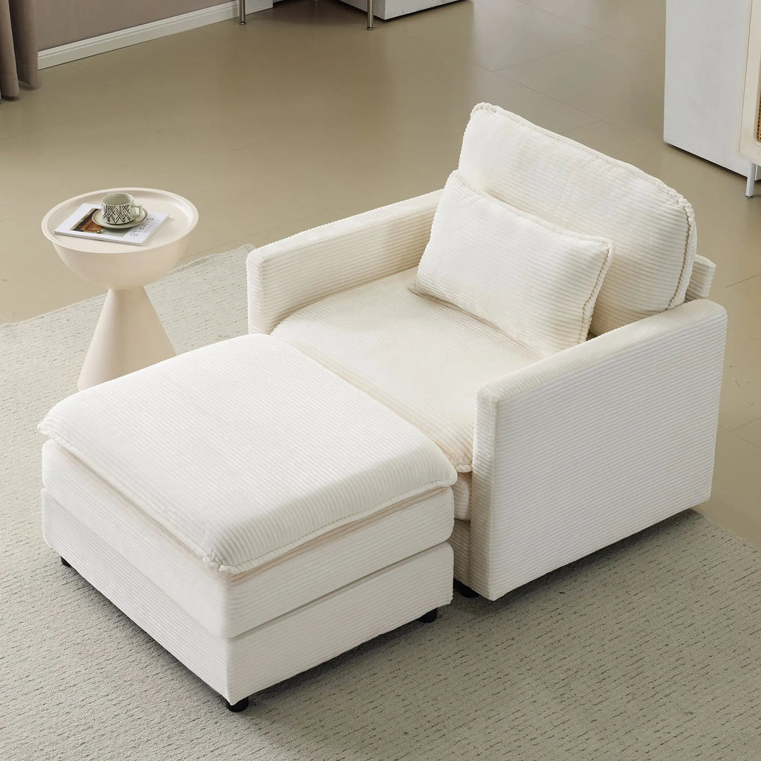 54" Plush Cloud Sofa: Modular Single + Ottoman Sofa with 22"
