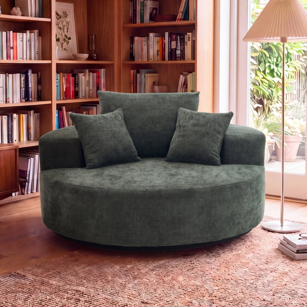 55" Oversized Round Swivel Chair