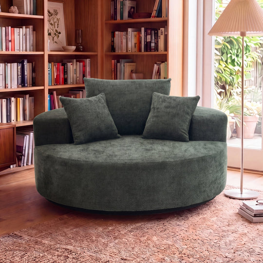 55" Oversized Round Swivel Chair