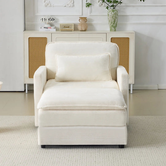 54" Plush Cloud Sofa: Modular Single + Ottoman Sofa with 22"