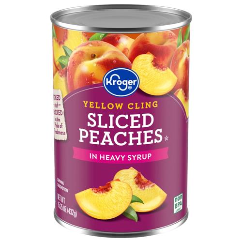 Kroger Canned Yellow Cling Sliced Peaches in Heavy Syrup 15.25 oz