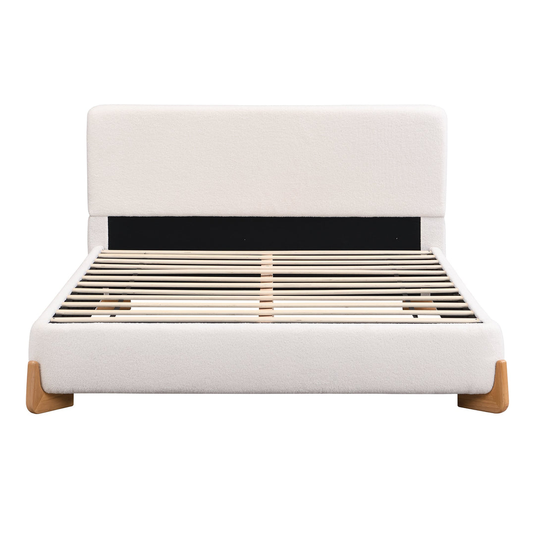 Elegant Boucle Upholstered Bed in Queen Size