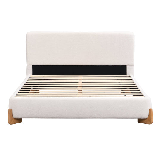 Elegant Boucle Upholstered Bed in Queen Size