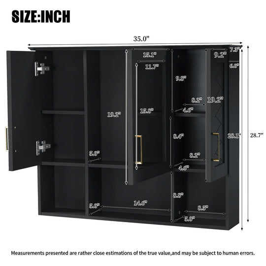 Modern Wall Mounted Medicine Cabinet With Adjustable Shelves, Soft Close Doors, High Define Mirror