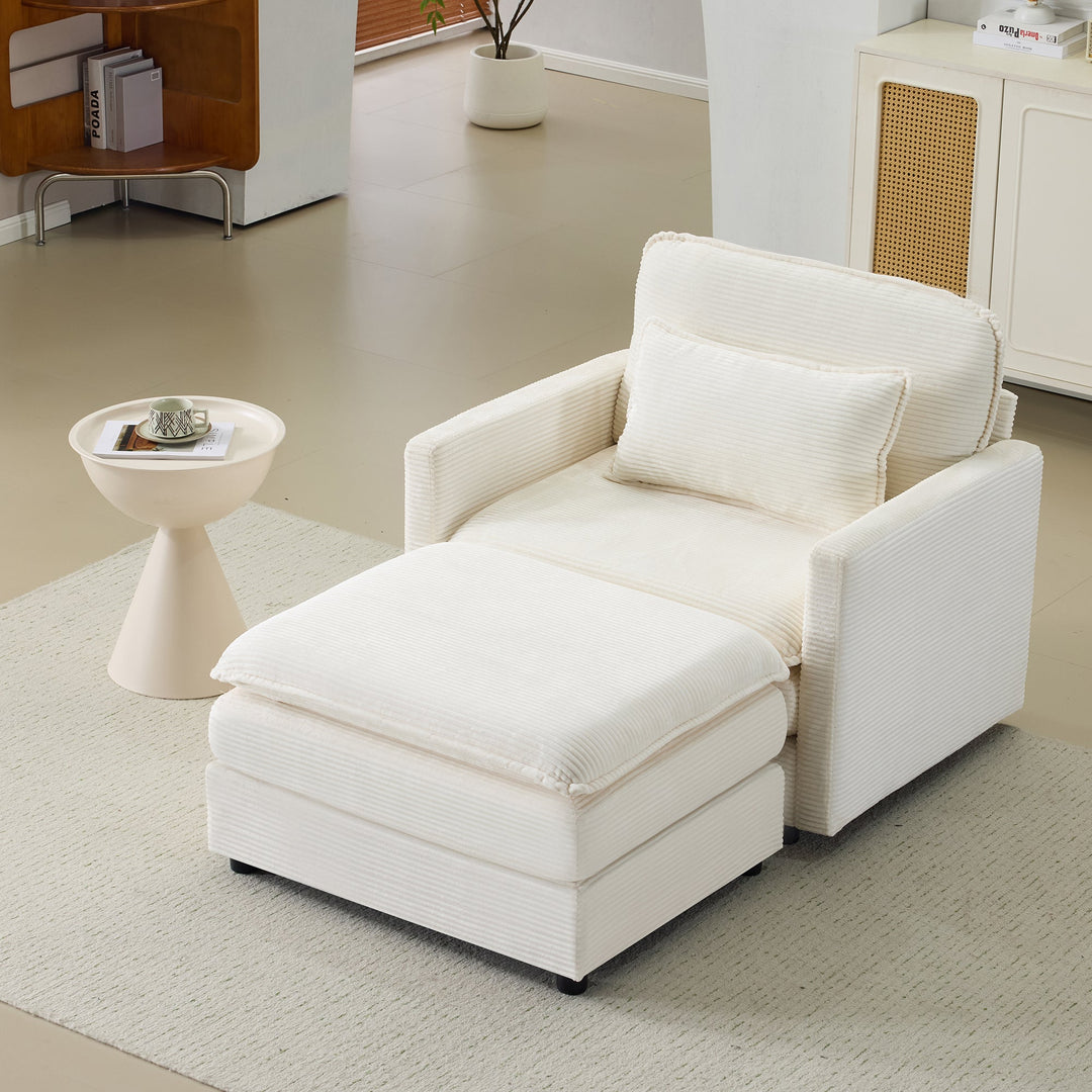 54" Plush Cloud Sofa: Modular Single + Ottoman Sofa with 22"