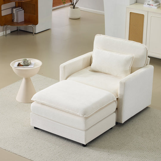 54" Plush Cloud Sofa: Modular Single + Ottoman Sofa with 22"