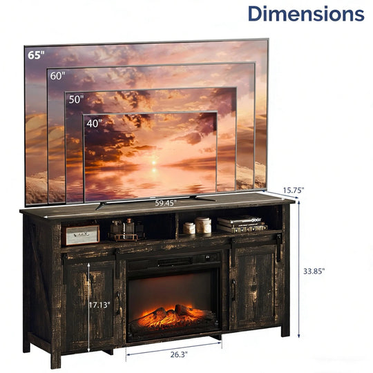 Fireplace TV Stand for 65 Inch TV, TV Console with 23&