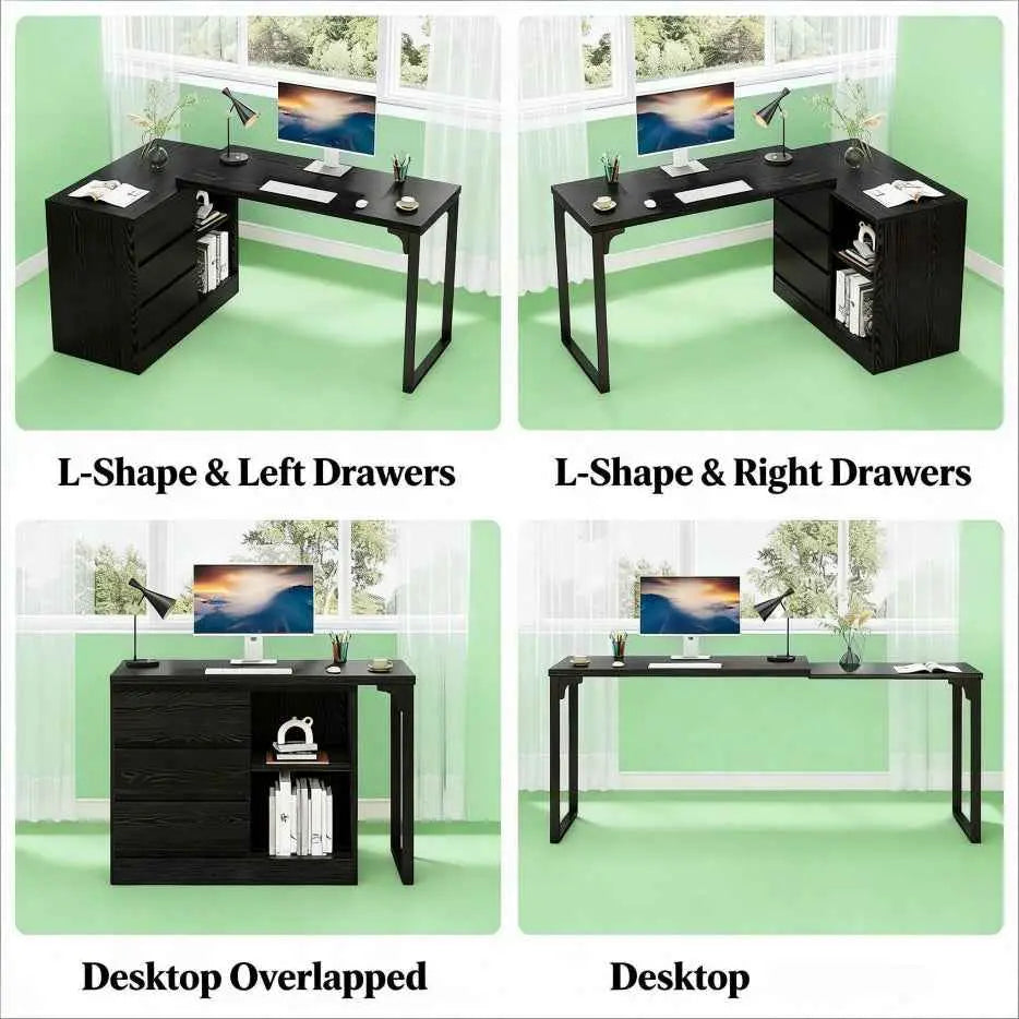 Reversible Corner Office Desk - L-Shaped Computer & Executive Desk
