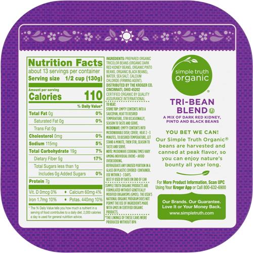 Simple Truth Organic Tri-Bean Blend 4 ct / 15 oz