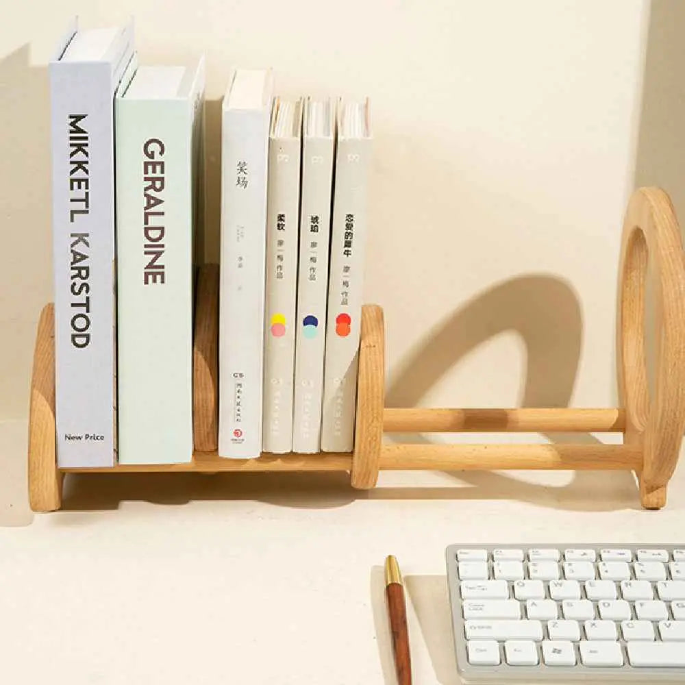 Wooden Desktop Bookshelf - Adjustable & Stylish for Your Space