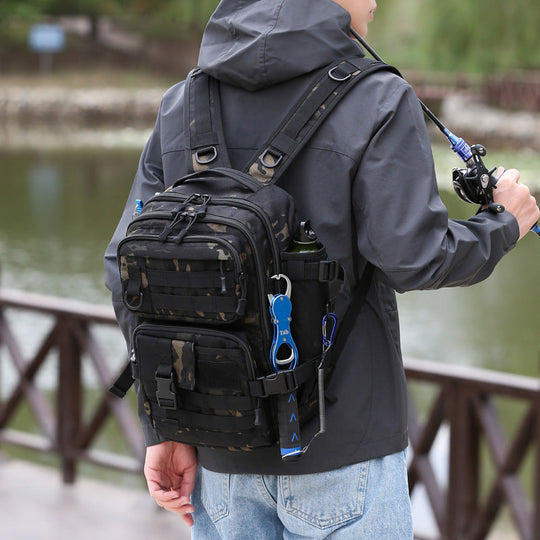 Outdoor Tactical Camo Hiking Backpack Travel Large-Capacity Waterproof Lure Fishing Bag Fishing Pack