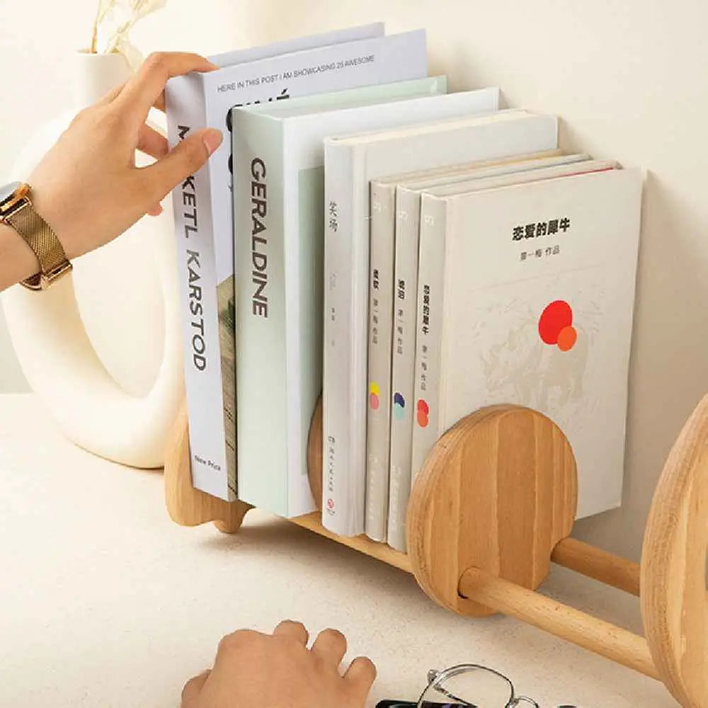 Wooden Desktop Bookshelf - Adjustable & Stylish for Your Space