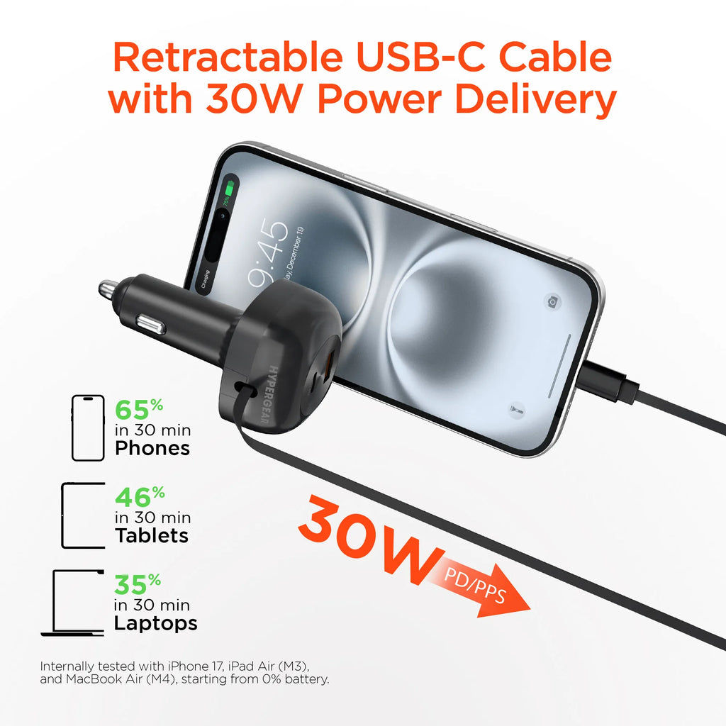 SpeedBoost HyperGear 60W Retractable Car Charger