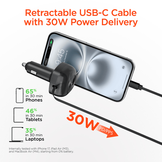 HyperGear SpeedBoost 60W Retractable Car Charger