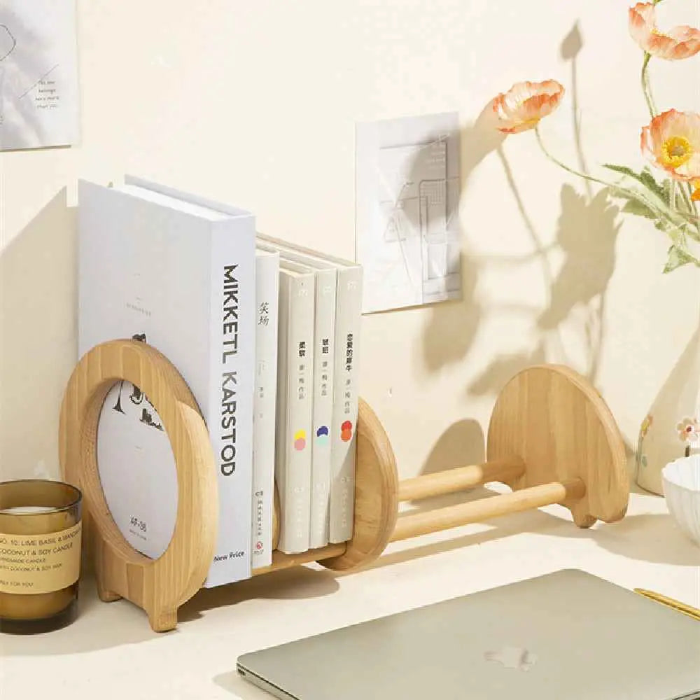 Wooden Desktop Bookshelf - Adjustable & Stylish for Your Space