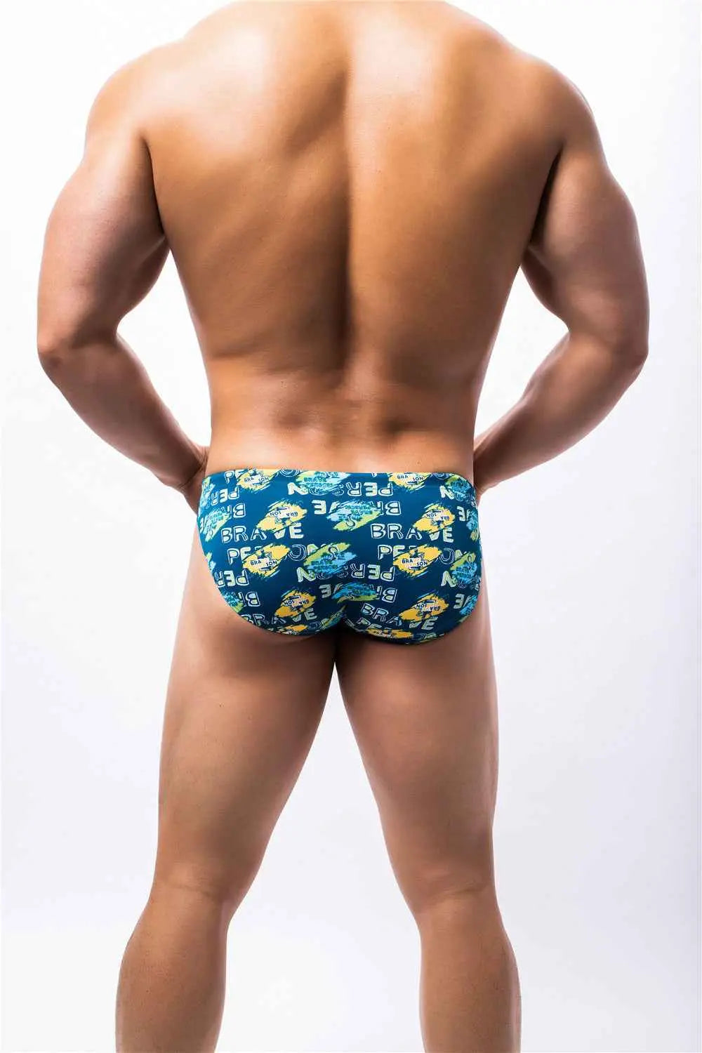 Men's Bikini Printed Nylon Swim Briefs - Stylish and Comfortable