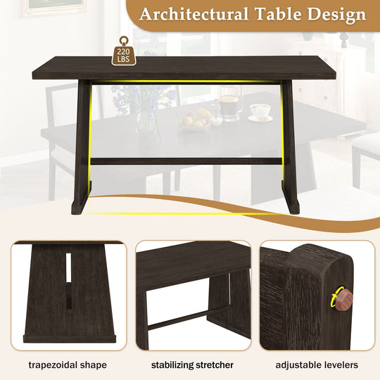Dining Set With Rectangular Table, 4 Upholstered Chairs &amp; 1 Padded Bench