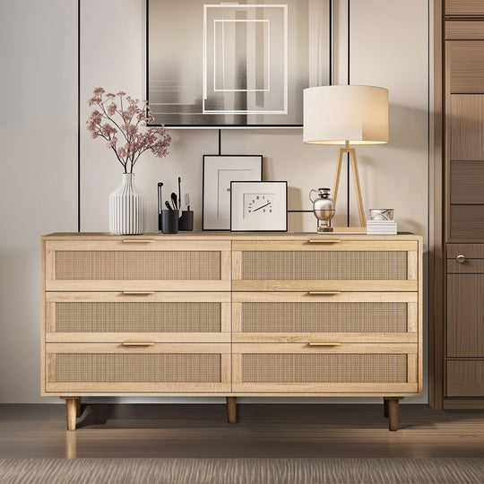 59.06" 6-Drawer Rattan Storage Cabinet