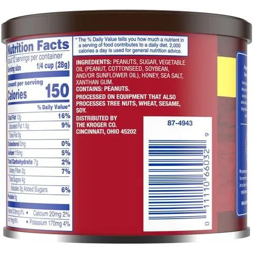 Peanuts - Kroger Honey Roasted Sea Salted Peanuts 12 oz