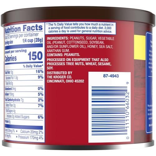 Kroger Honey Roasted Sea Salted Peanuts 12 oz