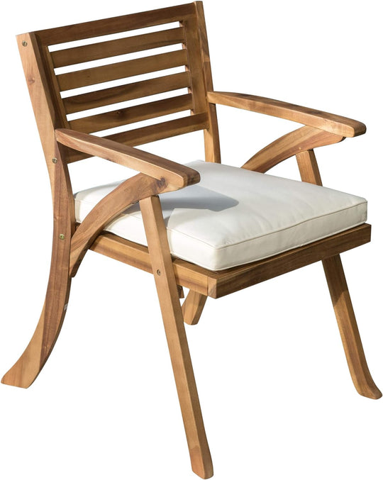 Outdoor 7 Pieces Acacia Wood Dining Set with Handwoven Rattan Legs