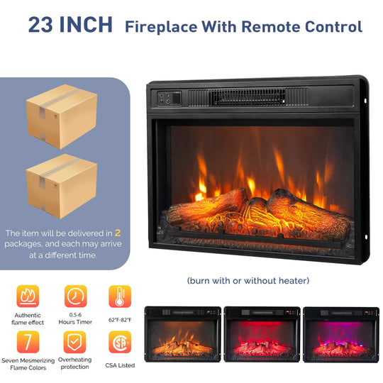 Fireplace TV Stand for 65 Inch TV, TV Console with 23&