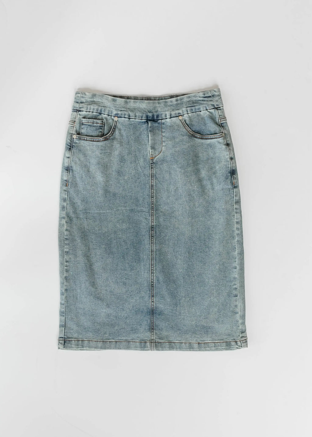 Sandra Classic Wash Midi Denim Skirt