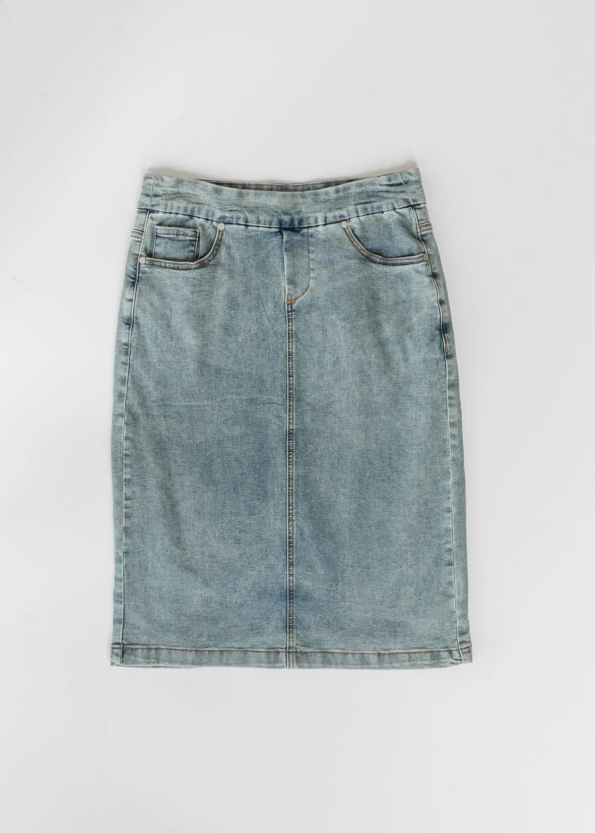 Sandra Classic Wash Midi Denim Skirt