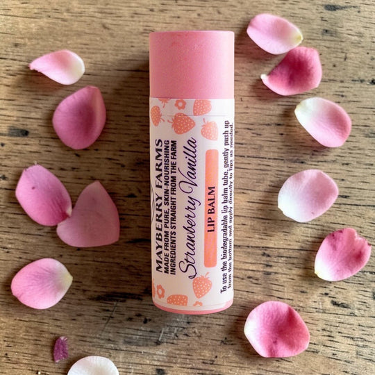 Strawberry Rose Tallow Lip Balm — Natural Beeswax &amp; Strawberry Seed Oil | Mayberry Farms