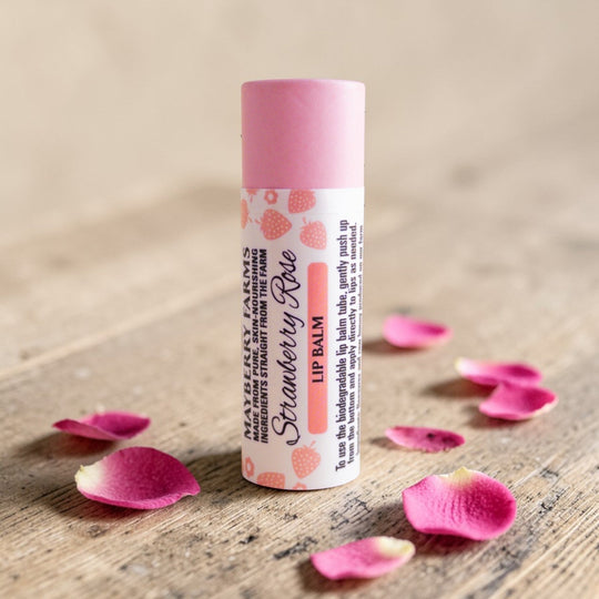 Strawberry Rose Tallow Lip Balm — Natural Beeswax &amp; Strawberry Seed Oil | Mayberry Farms