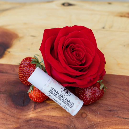 Strawberry Rose Tallow Lip Balm — Natural Beeswax &amp; Strawberry Seed Oil | Mayberry Farms