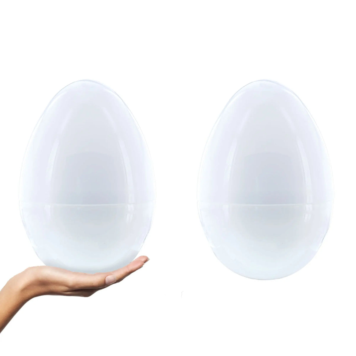 Set of 2 White Large  Jumbo  Giant Fillable Plastic Easter Eggs 10 Inches