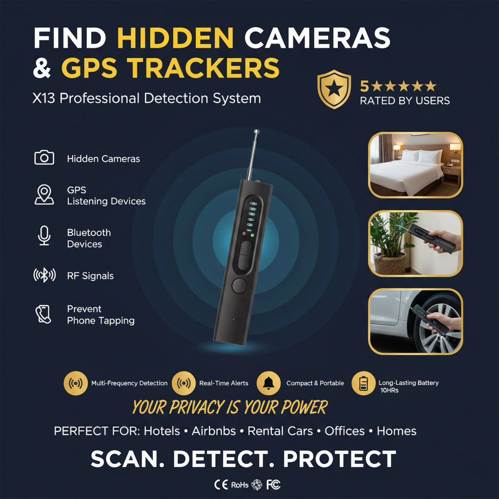 Wireless Signal &amp; Hidden Camera Detector - Anti-Spy Bug Detector Device